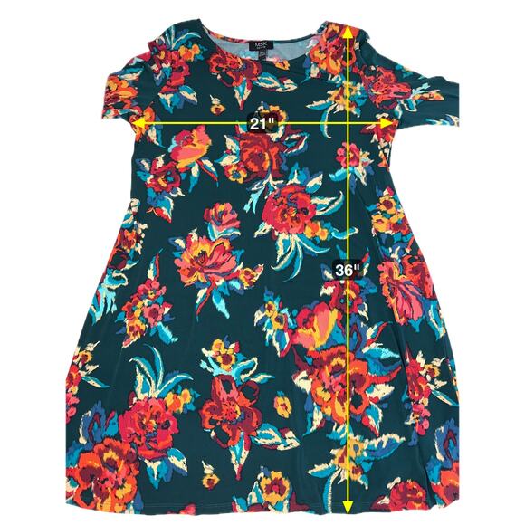 NWT MSK Laguna Mist Floral Print 3/4 Sleeve Shift Dress Womens Petite Size PXL - Picture 12 of 12